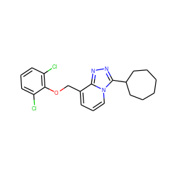 Clc1cccc(Cl)c1OCc1cccn2c(C3CCCCCC3)nnc12 ZINC000034808866