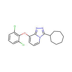 Clc1cccc(Cl)c1Oc1cccn2c(C3CCCCCC3)nnc12 ZINC000072109038