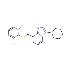 Clc1cccc(Cl)c1SCc1cccn2c(C3CCCCC3)nnc12 ZINC000034808904