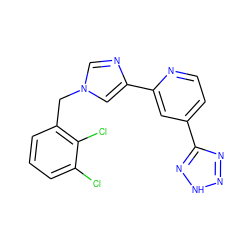 Clc1cccc(Cn2cnc(-c3cc(-c4nn[nH]n4)ccn3)c2)c1Cl ZINC000225934924