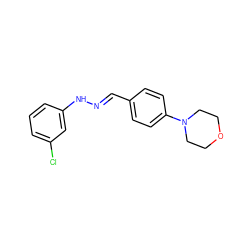 Clc1cccc(N/N=C/c2ccc(N3CCOCC3)cc2)c1 ZINC000005016646