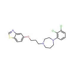 Clc1cccc(N2CCCN(CCCOc3ccc4scnc4c3)CC2)c1Cl ZINC000095553137