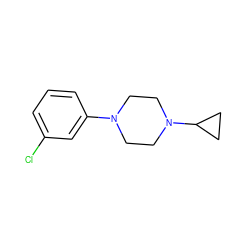 Clc1cccc(N2CCN(C3CC3)CC2)c1 ZINC000028763053