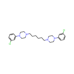 Clc1cccc(N2CCN(CCCCCCN3CCN(c4cccc(Cl)c4)CC3)CC2)c1 ZINC000035985316