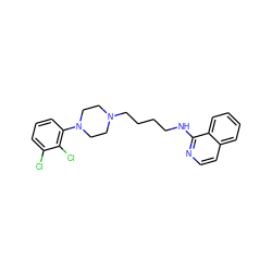 Clc1cccc(N2CCN(CCCCNc3nccc4ccccc34)CC2)c1Cl ZINC000058575940