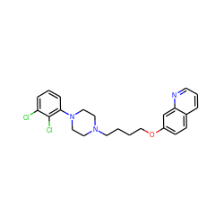 Clc1cccc(N2CCN(CCCCOc3ccc4cccnc4c3)CC2)c1Cl ZINC000040973903