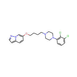 Clc1cccc(N2CCN(CCCCOc3ccc4ccnn4c3)CC2)c1Cl ZINC000150174261