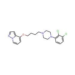 Clc1cccc(N2CCN(CCCCOc3cccn4nccc34)CC2)c1Cl ZINC000149900649