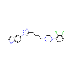 Clc1cccc(N2CCN(CCCCc3cn(-c4ccc5[nH]ccc5c4)nn3)CC2)c1Cl ZINC000473102969