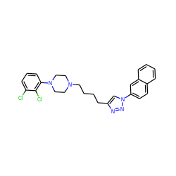 Clc1cccc(N2CCN(CCCCc3cn(-c4ccc5ccccc5c4)nn3)CC2)c1Cl ZINC000473100654