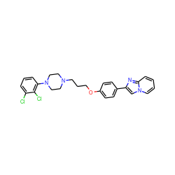 Clc1cccc(N2CCN(CCCOc3ccc(-c4cn5ccccc5n4)cc3)CC2)c1Cl ZINC000028711416