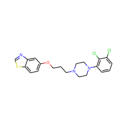 Clc1cccc(N2CCN(CCCOc3ccc4scnc4c3)CC2)c1Cl ZINC000095553637