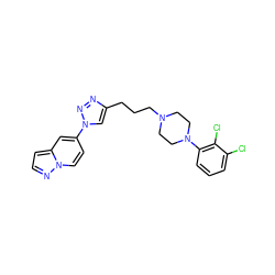 Clc1cccc(N2CCN(CCCc3cn(-c4ccn5nccc5c4)nn3)CC2)c1Cl ZINC000473114056