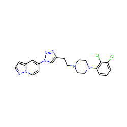 Clc1cccc(N2CCN(CCc3cn(-c4ccn5nccc5c4)nn3)CC2)c1Cl ZINC000473113805