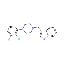 Clc1cccc(N2CCN(Cc3c[nH]c4ccccc34)CC2)c1Cl ZINC000096283194