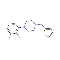 Clc1cccc(N2CCN(Cc3cccs3)CC2)c1Cl ZINC000096283203