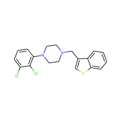 Clc1cccc(N2CCN(Cc3csc4ccccc34)CC2)c1Cl ZINC000096283196