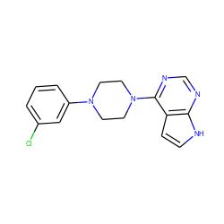 Clc1cccc(N2CCN(c3ncnc4[nH]ccc34)CC2)c1 ZINC000082359062