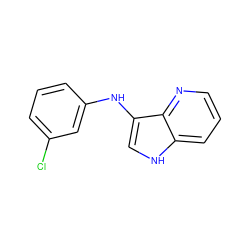 Clc1cccc(Nc2c[nH]c3cccnc23)c1 ZINC000118722010