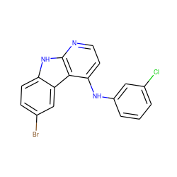 Clc1cccc(Nc2ccnc3[nH]c4ccc(Br)cc4c23)c1 ZINC000103297331