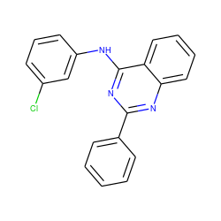 Clc1cccc(Nc2nc(-c3ccccc3)nc3ccccc23)c1 ZINC000004039040