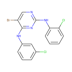 Clc1cccc(Nc2nc(Nc3ccccc3Cl)ncc2Br)c1 ZINC000203004743