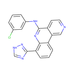 Clc1cccc(Nc2nc3c(-c4nc[nH]n4)cccc3c3cnccc23)c1 ZINC000073196008