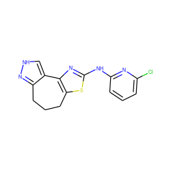 Clc1cccc(Nc2nc3c(s2)CCCc2n[nH]cc2-3)n1 ZINC000072142646