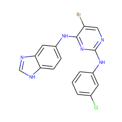 Clc1cccc(Nc2ncc(Br)c(Nc3ccc4[nH]cnc4c3)n2)c1 ZINC000028520979