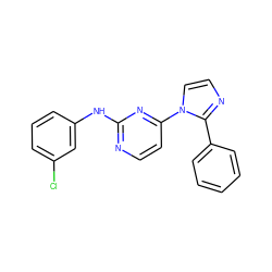 Clc1cccc(Nc2nccc(-n3ccnc3-c3ccccc3)n2)c1 ZINC000013489738