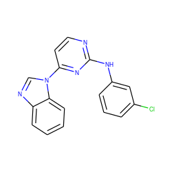 Clc1cccc(Nc2nccc(-n3cnc4ccccc43)n2)c1 ZINC000014945034