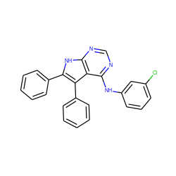 Clc1cccc(Nc2ncnc3[nH]c(-c4ccccc4)c(-c4ccccc4)c23)c1 ZINC000003815270