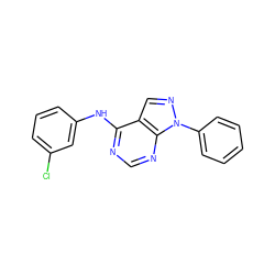 Clc1cccc(Nc2ncnc3c2cnn3-c2ccccc2)c1 ZINC000001576827