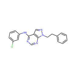 Clc1cccc(Nc2ncnc3c2cnn3CCc2ccccc2)c1 ZINC000072124991