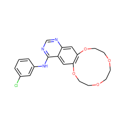 Clc1cccc(Nc2ncnc3cc4c(cc23)OCCOCCOCCO4)c1 ZINC000038459942