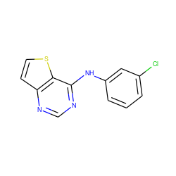 Clc1cccc(Nc2ncnc3ccsc23)c1 ZINC000088246936