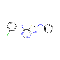 Clc1cccc(Nc2ncnc3nc(Nc4ccccc4)sc23)c1 ZINC000040892537