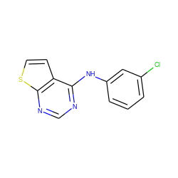 Clc1cccc(Nc2ncnc3sccc23)c1 ZINC000003332559