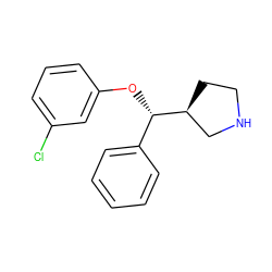 Clc1cccc(O[C@@H](c2ccccc2)[C@H]2CCNC2)c1 ZINC000095587881