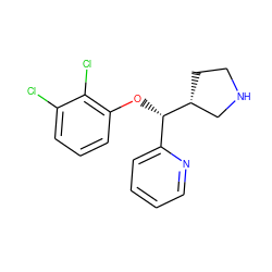 Clc1cccc(O[C@@H](c2ccccn2)[C@@H]2CCNC2)c1Cl ZINC000043059270