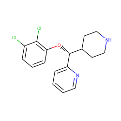 Clc1cccc(O[C@@H](c2ccccn2)C2CCNCC2)c1Cl ZINC000043023131