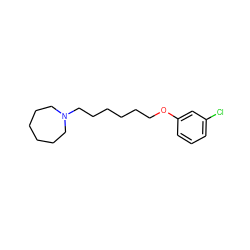 Clc1cccc(OCCCCCCN2CCCCCC2)c1 ZINC000653785929