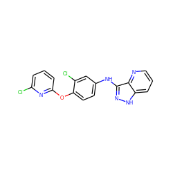 Clc1cccc(Oc2ccc(Nc3n[nH]c4cccnc34)cc2Cl)n1 ZINC000146671002