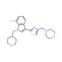 Clc1cccc2c(-c3nc(CN4CCOCC4)cs3)cn(CC3CCOCC3)c12 ZINC000071329213