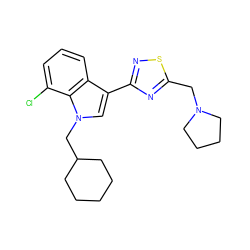 Clc1cccc2c(-c3nsc(CN4CCCC4)n3)cn(CC3CCCCC3)c12 ZINC000066078170