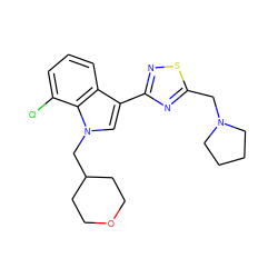 Clc1cccc2c(-c3nsc(CN4CCCC4)n3)cn(CC3CCOCC3)c12 ZINC000066111657