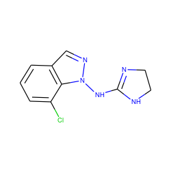 Clc1cccc2cnn(NC3=NCCN3)c12 ZINC000066260232