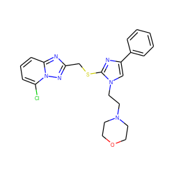 Clc1cccc2nc(CSc3nc(-c4ccccc4)cn3CCN3CCOCC3)nn12 ZINC000113420671