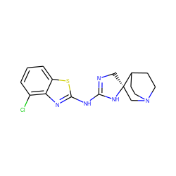 Clc1cccc2sc(NC3=NC[C@]4(CN5CCC4CC5)N3)nc12 ZINC000210852109