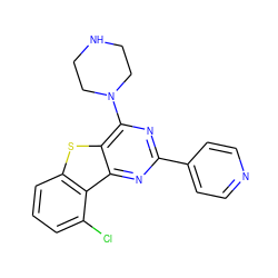 Clc1cccc2sc3c(N4CCNCC4)nc(-c4ccncc4)nc3c12 ZINC000223682505